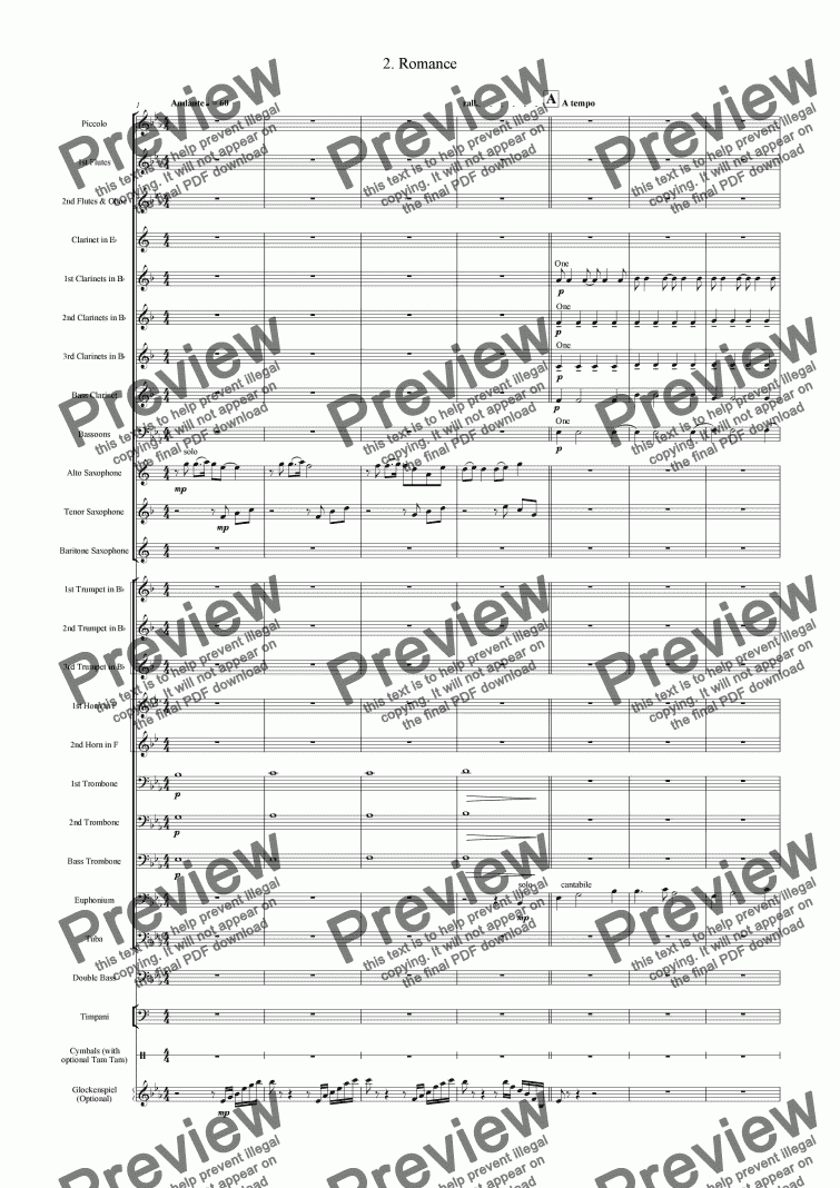 page one of Romance from "Film Music Suite" (Wind Band Version)