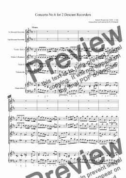 page one of Concerto No.6 for 2 Descant Recorders
