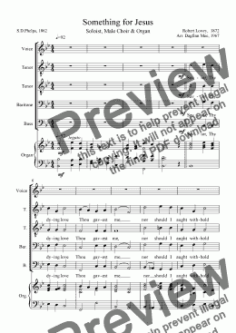page one of Something for Jesus (Solo, Male Choir & Organ)