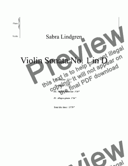page one of Violin Sonata No. 1 in D, I. Andante
