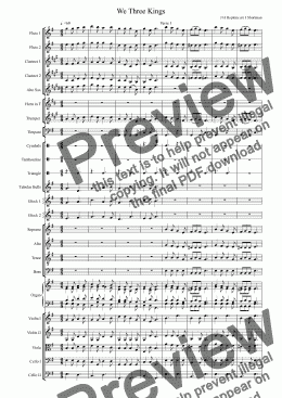 page one of We Three Kings - Orchestral Arrangement & Descant (Christmas Carol)