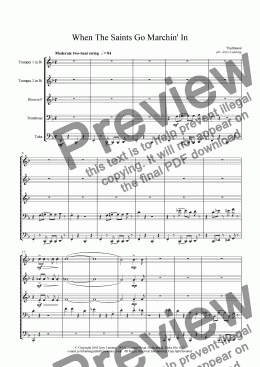 page one of When The Saints Go Marchin’ In (brass quintet) + mp3