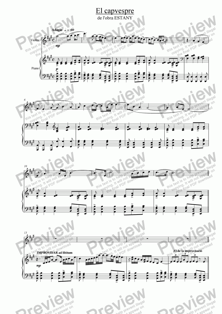 page one of 210-Estany (11 El capvespre-Violin/Piano version)