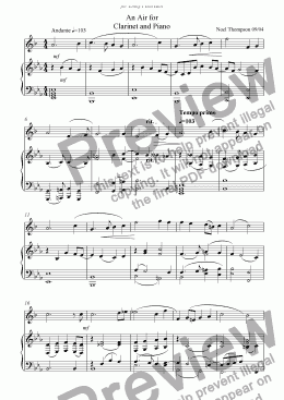 page one of Air for Bb Clarinet & Piano