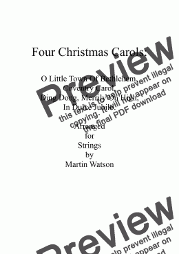 page one of Four Christmas Carols for String Orchestra/String Quartet