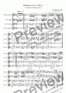 page one of Mozart: Rondo Alla Turca (Saxophone Quartet) (2010)