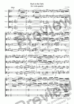 page one of BACH IN THE DARK - for viola quartet
