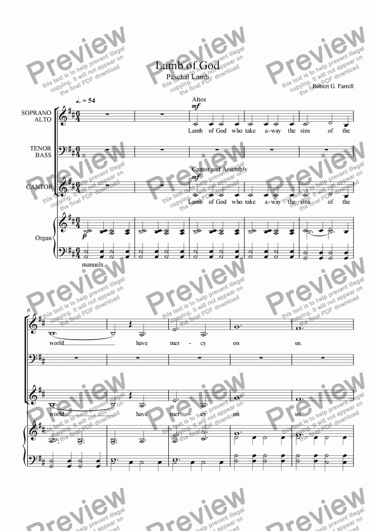 page one of Lamb of God - Easter Mass