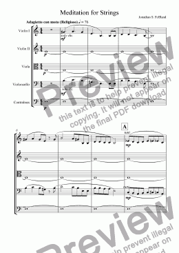 page one of Meditation for Strings