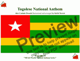 page one of Togolese National Anthem for Brass Quintet (MFAO World Naational Anthem Series)