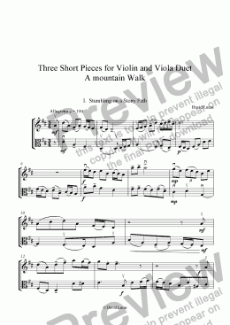 page one of Three Short Pieces for Violin And Viola Duet