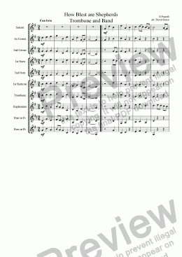 page one of How Blest are Shepherds[Purcell] Trombone and band