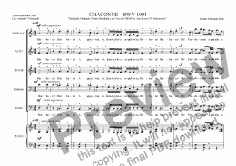 page one of Chaconne BWV 1004 Coral Transcription