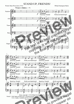 page one of Stand up, friends! (SATB choir & organ)