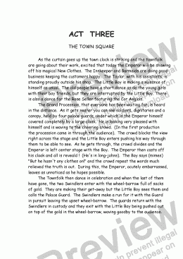 page one of Ballet: The Emperor’s New Clothes (Act 3#1) Town Square; Inn Keeper & Barmaids