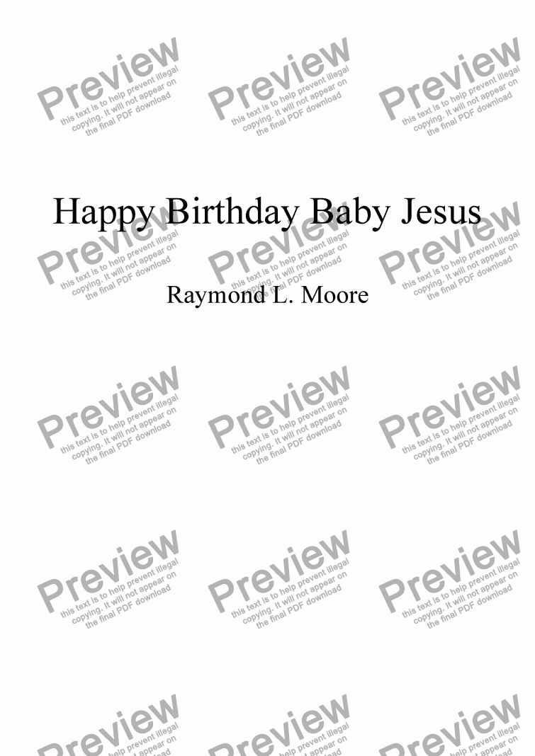 page one of "Happy Birthday Baby Jesus from "Messiah's Here"