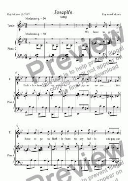 page one of Joseph's song from "Messiah's Here"