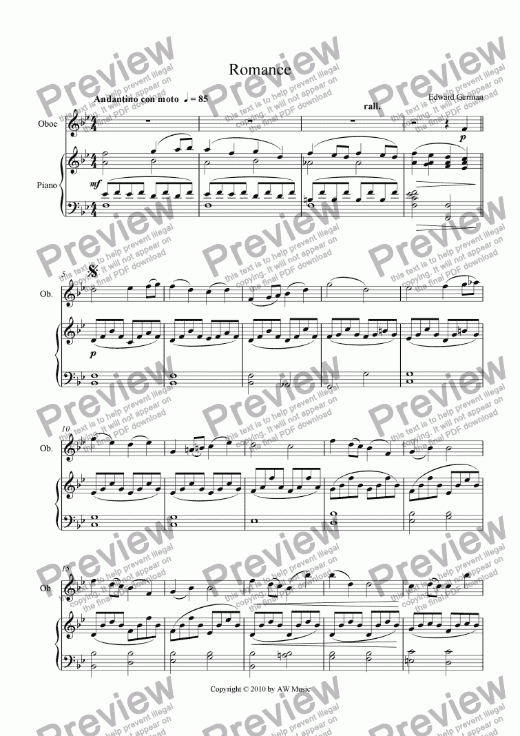 page one of Romance (Oboe and Piano)