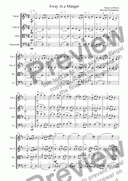 page one of Away in a Manger String Quartet