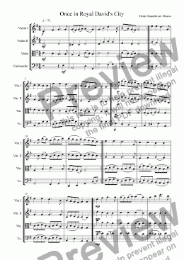 page one of Once in Royal David's City String Quartet