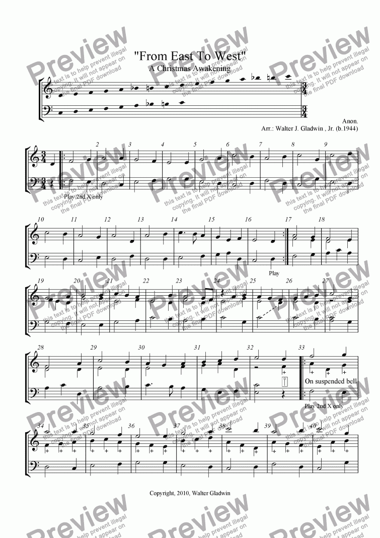 page one of "From East To West": A Christmas Awakening (Bell Choir)