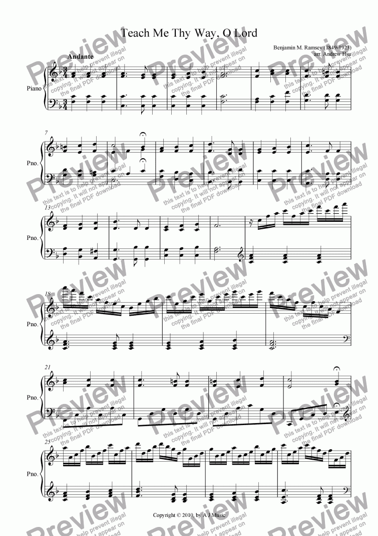 page one of Teach Me Thy Way, O Lord - Solo Piano
