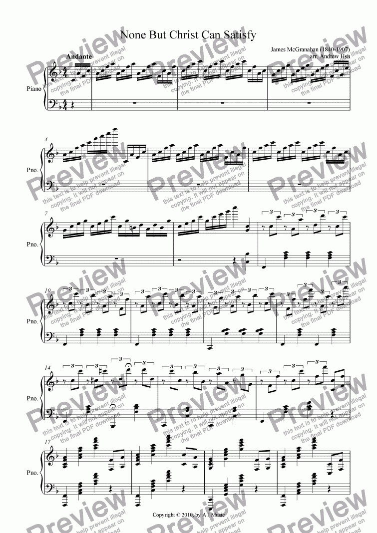 page one of None But Christ Can Satisfy - Solo Piano