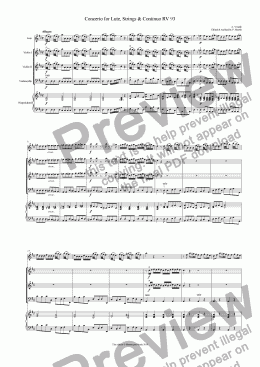 page one of Concerto for lute/guitar, strings & continuo RV 93
