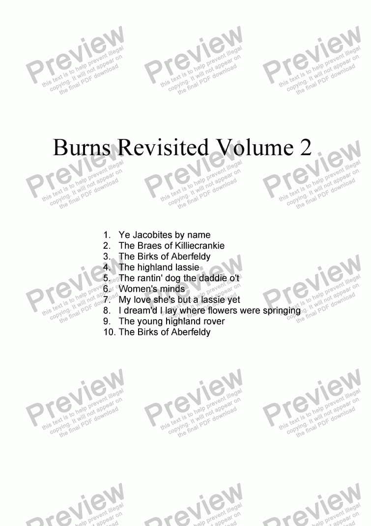 page one of Burns Revisited Volume 2
