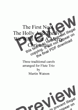 page one of The First Noel, The Holly And The Ivy, We Wish You A Merry Christmas arranged for Flute Trio.