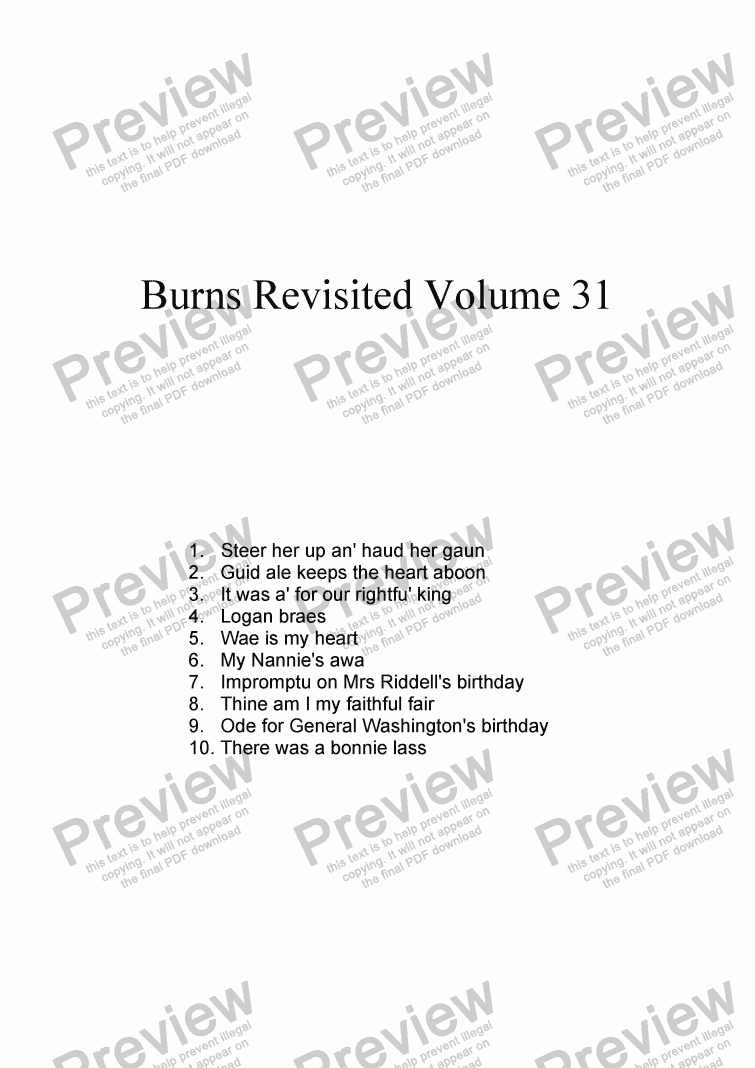page one of Burns Revisited Volume 31