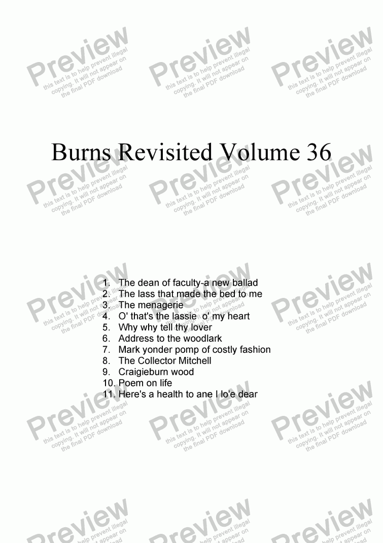 page one of Burns Revisited Volume 36