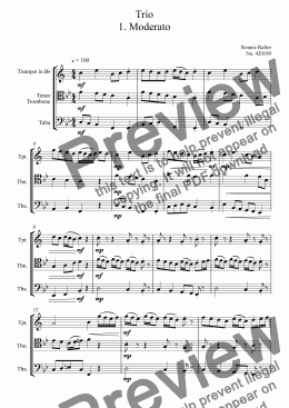page one of Brass Trio 1st Movement (Moderato)
