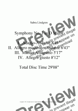 page one of Symphony No. 1 in D Major, III. Minuet Allegretto