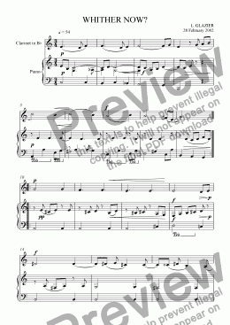 page one of Whither Now? (for Clarinet and Piano)