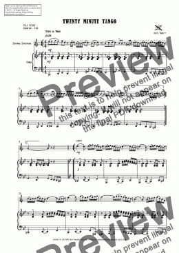 page one of Twenty Minute Tango for Bb Soprano Saxophone & Piano