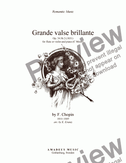 page one of Grande Valse Brillante Op. 34 No. 2 for flute (violin) and piano 