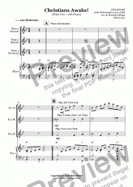 page one of Christians Awake (Christmas) - Flute Trio with Piano