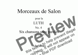page one of Morceaux de Salon No. 4 Six Chansons Sans Paroles (treble clef)