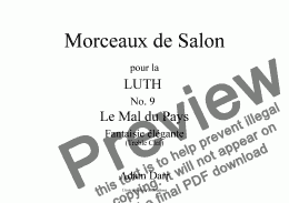 page one of Morceaux de Salon No. 9 Le Mal du Pays	(treble clef)