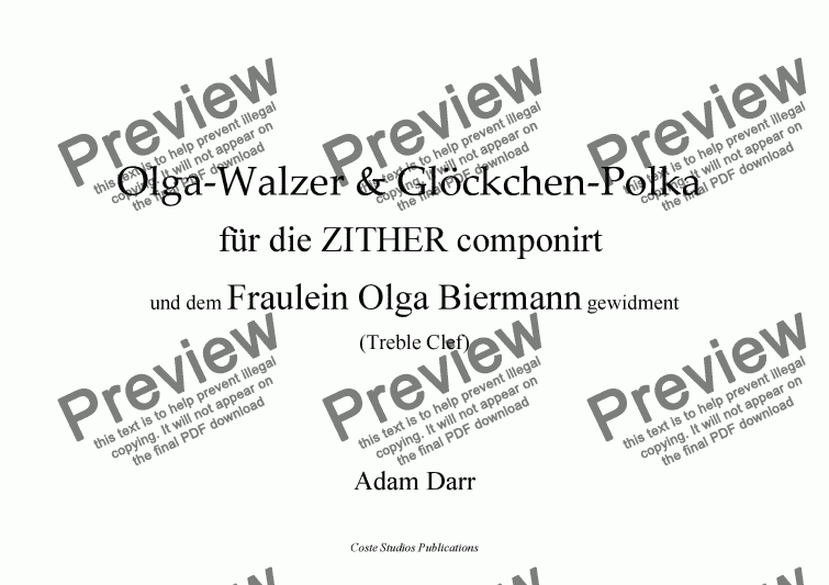 page one of Olga-Walzer & Glöckchen Polka (treble clef)
