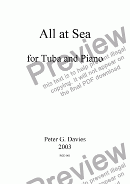 page one of All at Sea for Tuba and Piano