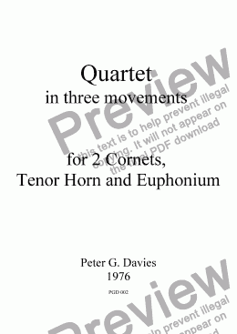 page one of Brass Quartet for 2 Cornets, Tenor Horn and Euphonium