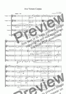 page one of Ave Verum Corpus - Mozart (brass quintet)