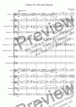 page one of Fantasy for Cello and Orchestra