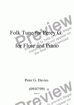page one of Folk Tune for Percy G. for Flute and Piano