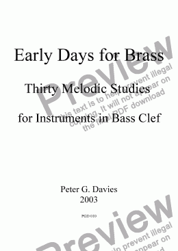 page one of Early Days for Brass (bass clef)