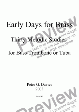 page one of Early Days for Brass for Bass Trombone or Tuba