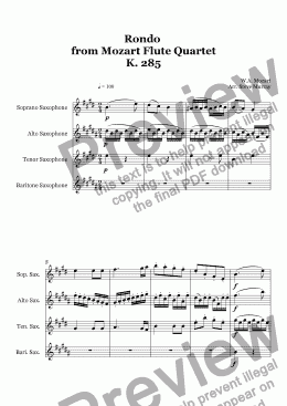 page one of Rondo from Flute Quartet K.285 (Sax Quartet)