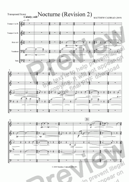 page one of Nocturne for Brass Quintet